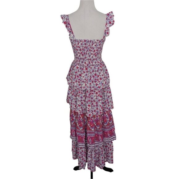 Abel the Label Floral Maxi Dress Womens Size XS Purple Secret Romance Tiered - Picture 7 of 8